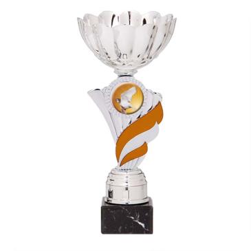 Trofeo portadiscos pétalos con centro naranja