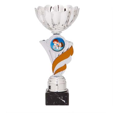 Trofeo portadiscos pétalos con centro naranja