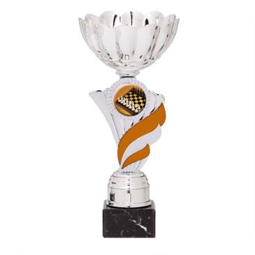 Trofeo portadiscos pétalos con centro naranja