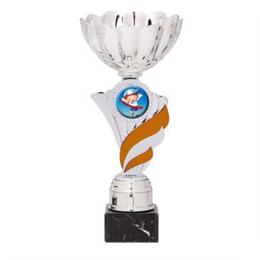 Trofeo portadiscos pétalos con centro naranja