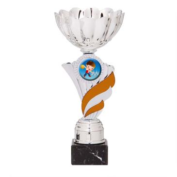 Trofeo portadiscos pétalos con centro naranja