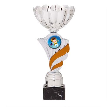 Trofeo portadiscos pétalos con centro naranja