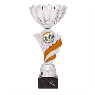 Trofeo portadiscos pétalos con centro naranja