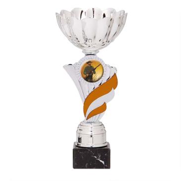 Trofeo portadiscos pétalos con centro naranja