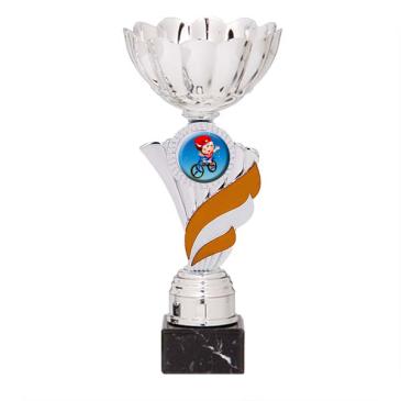 Trofeo portadiscos pétalos con centro naranja