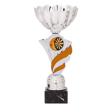 Trofeo portadiscos pétalos con centro naranja