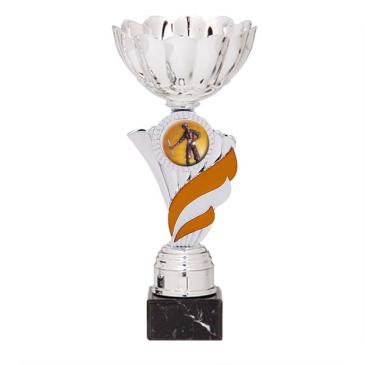 Trofeo portadiscos pétalos con centro naranja