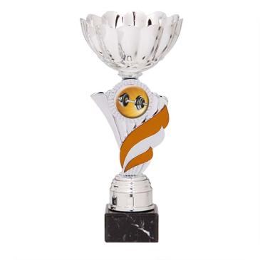 Trofeo portadiscos pétalos con centro naranja