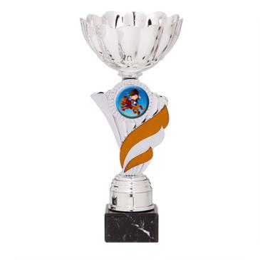 Trofeo portadiscos pétalos con centro naranja