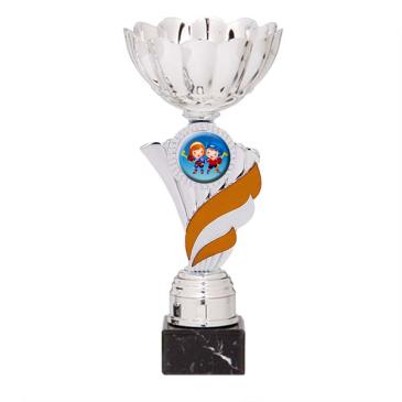 Trofeo portadiscos pétalos con centro naranja