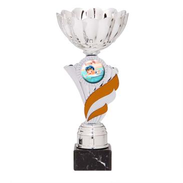 Trofeo portadiscos pétalos con centro naranja