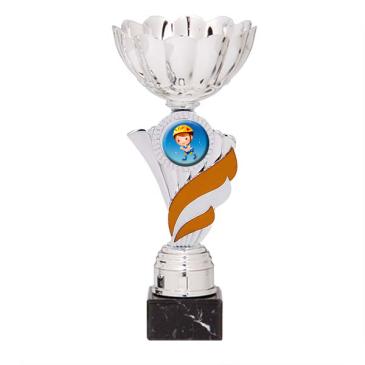 Trofeo portadiscos pétalos con centro naranja