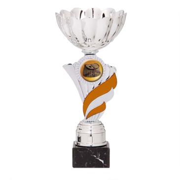 Trofeo portadiscos pétalos con centro naranja