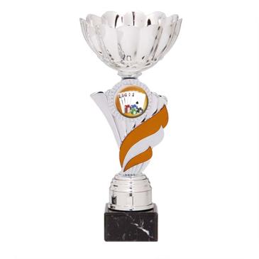 Trofeo portadiscos pétalos con centro naranja
