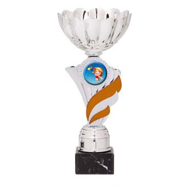 Trofeo portadiscos pétalos con centro naranja