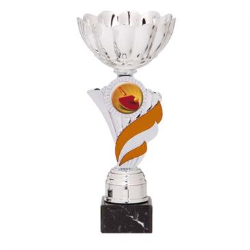 Trofeo portadiscos pétalos con centro naranja
