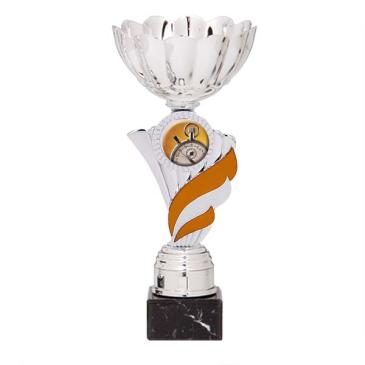 Trofeo portadiscos pétalos con centro naranja