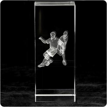 Cubo de cristal con logo predeterminado en 3D con estuche