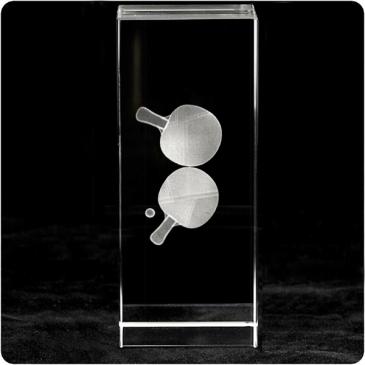 Cubo de cristal con logo predeterminado en 3D con estuche