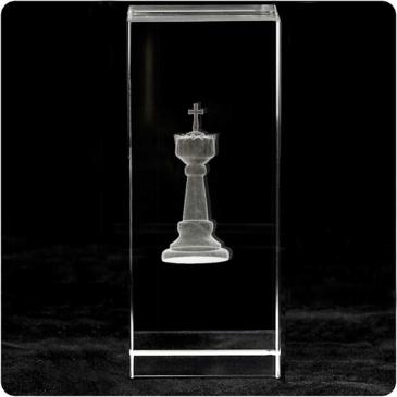 Cubo de cristal con logo predeterminado en 3D con estuche