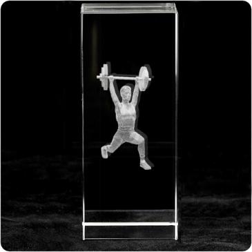 Cubo de cristal con logo predeterminado en 3D con estuche