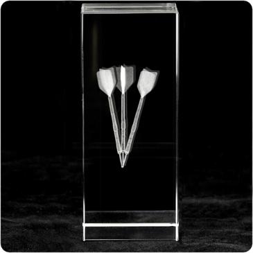 Cubo de cristal con logo predeterminado en 3D con estuche