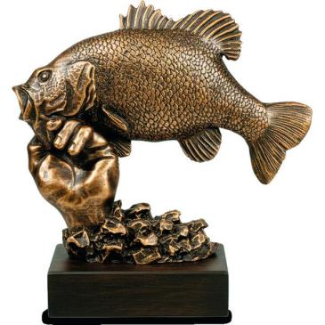 Trofeo de resina de pesca con mano