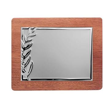 Placa de homenaje chapa plateada con laurel