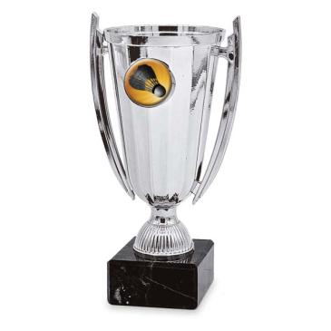 Copa plateada portadiscos con asas