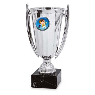 Copa plateada portadiscos con asas