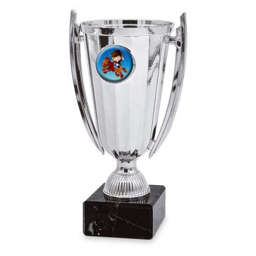 Copa plateada portadiscos con asas