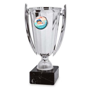Copa plateada portadiscos con asas