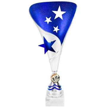 Trofeo ánfora estrellas azul plata 
