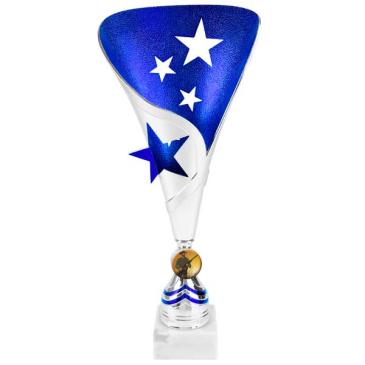 Trofeo ánfora estrellas azul plata 