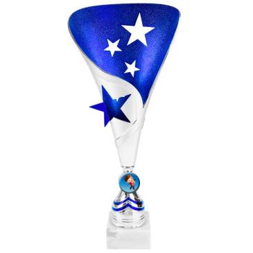Trofeo ánfora estrellas azul plata 