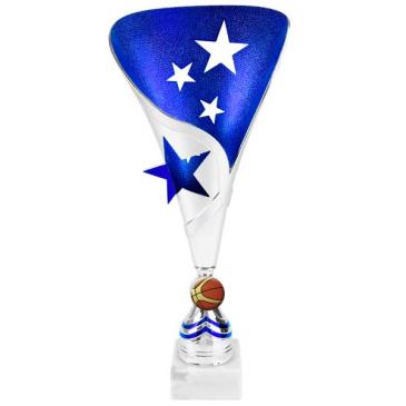 Trofeo ánfora estrellas azul plata 