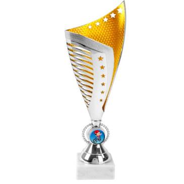 Trofeo ánfora bicolor plata oro 