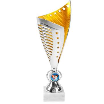 Trofeo ánfora bicolor plata oro 