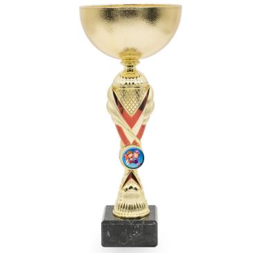 Copa dorada con centro bicolor rojo 