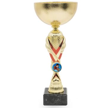 Copa dorada con centro bicolor rojo 
