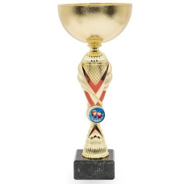 Copa dorada con centro bicolor rojo 