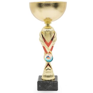 Copa dorada con centro bicolor rojo 