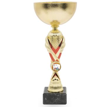Copa dorada con centro bicolor rojo 