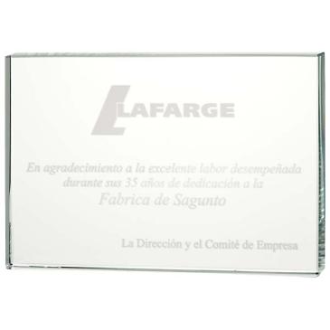 Cristal rectangular con grabado a láser