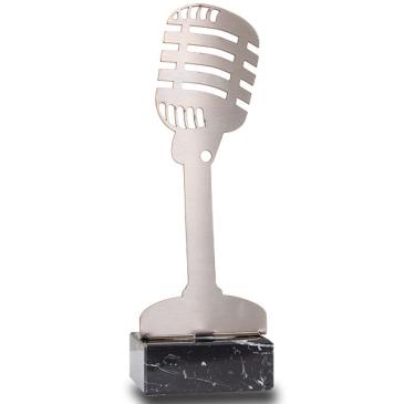  Trofeo aceroinox en forma de  micrófono 