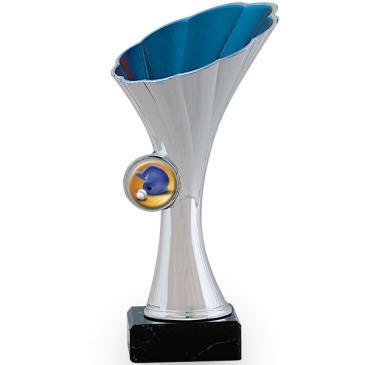 Trofeo portadiscos con forma de flor interior azul