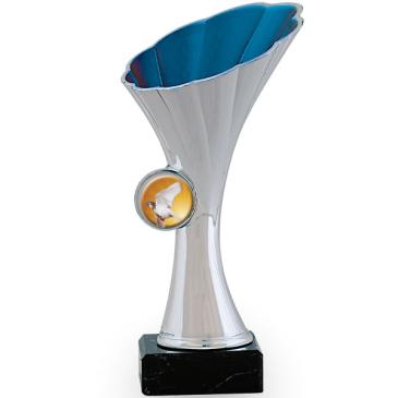 Trofeo portadiscos con forma de flor interior azul