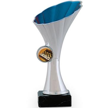 Trofeo portadiscos con forma de flor interior azul