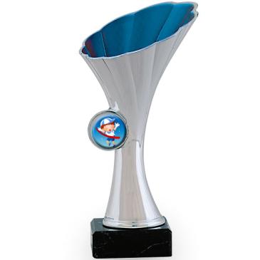 Trofeo portadiscos con forma de flor interior azul