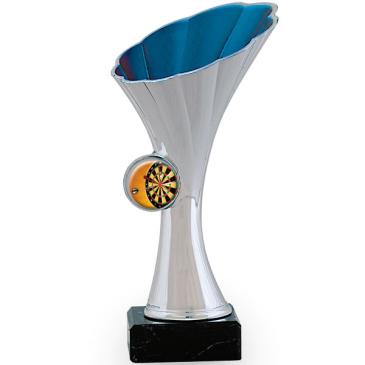 Trofeo portadiscos con forma de flor interior azul